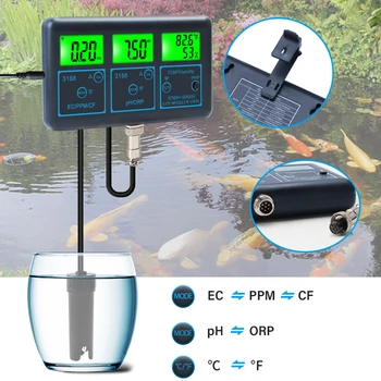 Tuya Многофункциональный Тестер качества воды Монитор WiFi 7 В 1 EC/PPM/CF/RH/ORP/PH/Измерение температуры Аквариумный Онлайн Анализатор