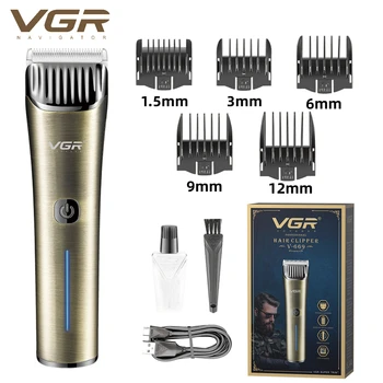 VGR Триммер для волос Профессиональная Машинка для стрижки волос Электрическая Металлическая Машинка для стрижки волос для мужчин, Регулируемая Длина Парикмахерской машинки для стрижки V-669