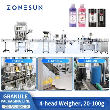 Автоматическая линия по производству гранул ZONESUN, Взвешивающая для фасовки орехов, Фасоли, семян, бутылок для частиц, Упаковочная машина ZS-FAL180X10