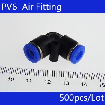 Бесплатная доставка 500шт Пневматическая Труба 6 мм в одно касание L-образного Соединения Быстроразъемные фитинги PV6