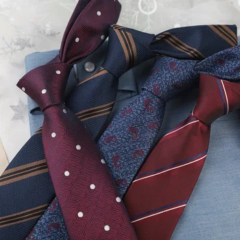 Классический галстук из полиэстера для мужчин в деловую полоску с буквами в горошек 7 см, Жаккардовый галстук для свадебного платья, аксессуары для повседневной носки, Подарочные галстуки