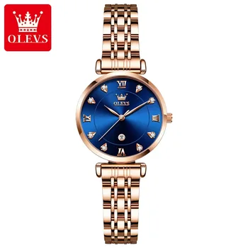 Лучшие новые кварцевые часы из нержавеющей стали для женщин люксового бренда со стразами, водонепроницаемые наручные часы, повседневные женские подарочные часы для девочек