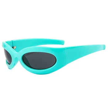 Мужские и женские солнцезащитные очки овальной формы COOL & kU Y2K, модные солнцезащитные очки в стиле ретро, женские очки ярких цветов