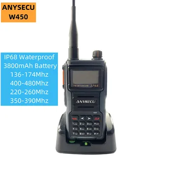 Новая ANYSECU W450 IP68 Водонепроницаемая UHF/VHF Двухсегментная Аналоговая портативная рация 3800 мАч С Одним ключом К частоте Радио