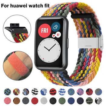 Новый ремешок для Huawei Watch Fit 2-полосный Нейлоновый плетеный ремешок для часов Регулируемый Сменный браслет для Huawei Watch Fit Bands
