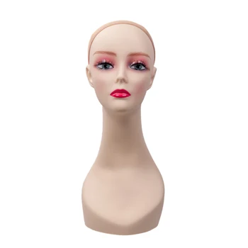 Подставка для головы манекена из ПВХ Реалистичный макияж лица Изысканный Дисплей манекена с женской головой для париков и шляп
