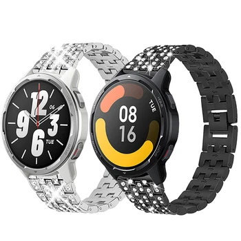 Ремешок с бриллиантами для Xiaomi Watch S1 Active, Аксессуары для смарт-часов, Металлический ремешок из нержавеющей стали для Mi Watch, браслет Color 2