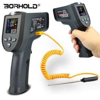 Цифровой термометр Borhold -50 ~ 550c, инфракрасный термометр, гигрометр, цветной ЖК-дисплей с датчиком температуры типа K