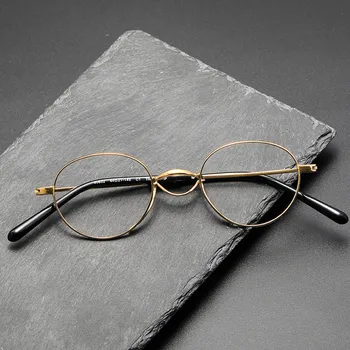 Японский дизайн, оправа из чистого титана, мужские овальные круглые очки по рецепту, женские сверхлегкие оптические очки