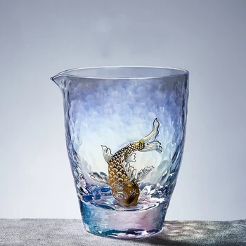 высококачественная стеклянная ярмарка Хуанкай, термостойкая утолщенная чайная перегородка с золотым тиснением, большой чайный сервиз sea single, аксессуары для чая